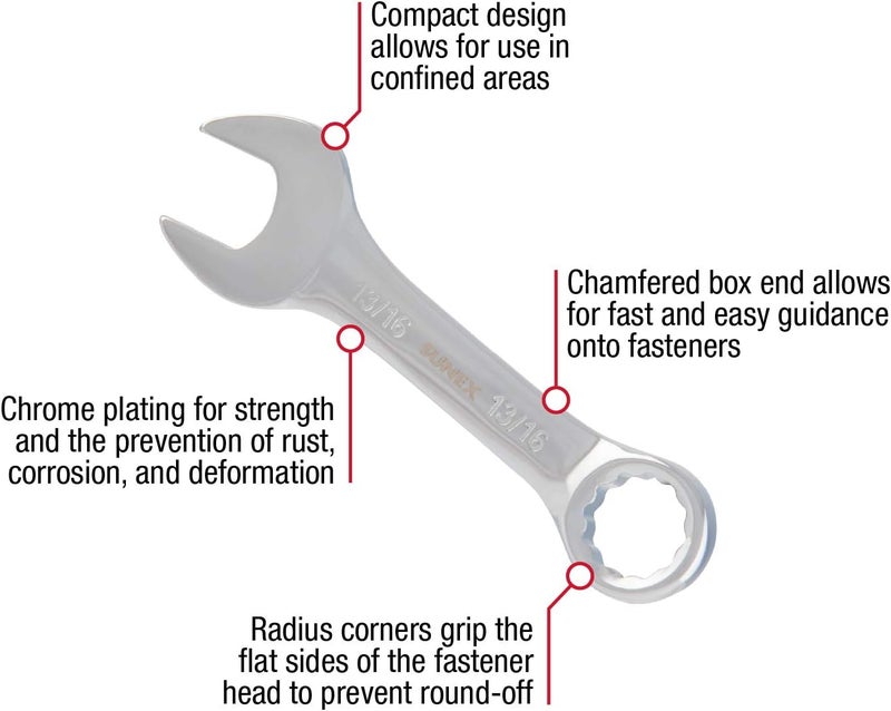 Sunex Tools 9930 11-Piece SAE Stubby Combination Wrench Set, 3/8-Inch to 1-Inch - Image 2